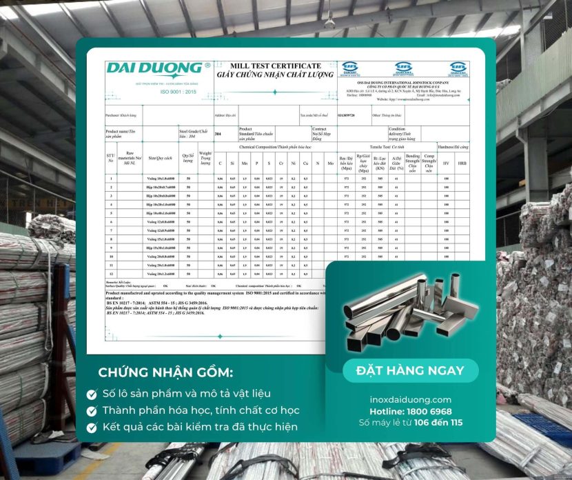 MTC- CHỨNG NHẬN MILLTEST