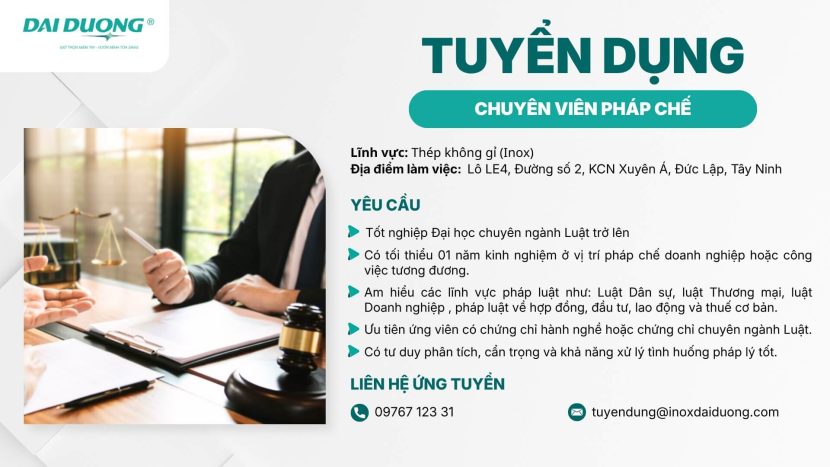 Inox Đại Dương tuyển dụng chuyên viên pháp chế