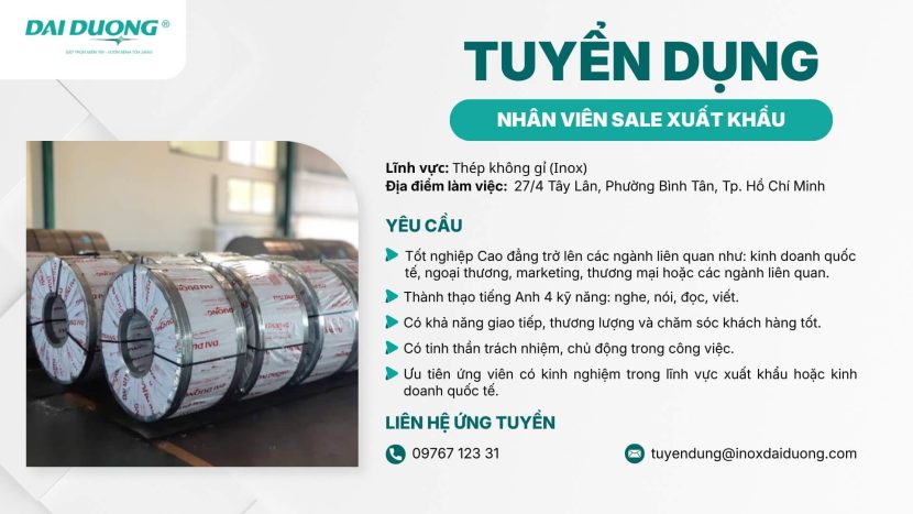 Inox Đại Dương tuyển dụng sale xuất khẩu